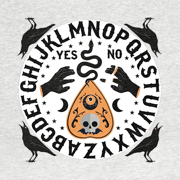 Orange And Black Modern Ouija Board With Ravens by LittleBunnySunshine